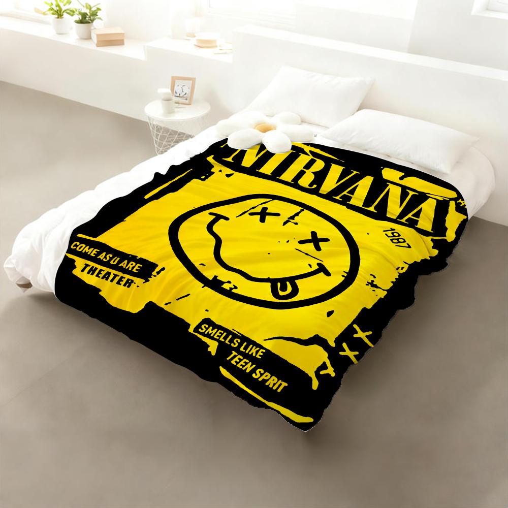 Band n-Nirvanas Throw Flannel Throw Blanket: Soft Kid-Friendly Warm Anti-Static All Season Washable Couch Bed Home