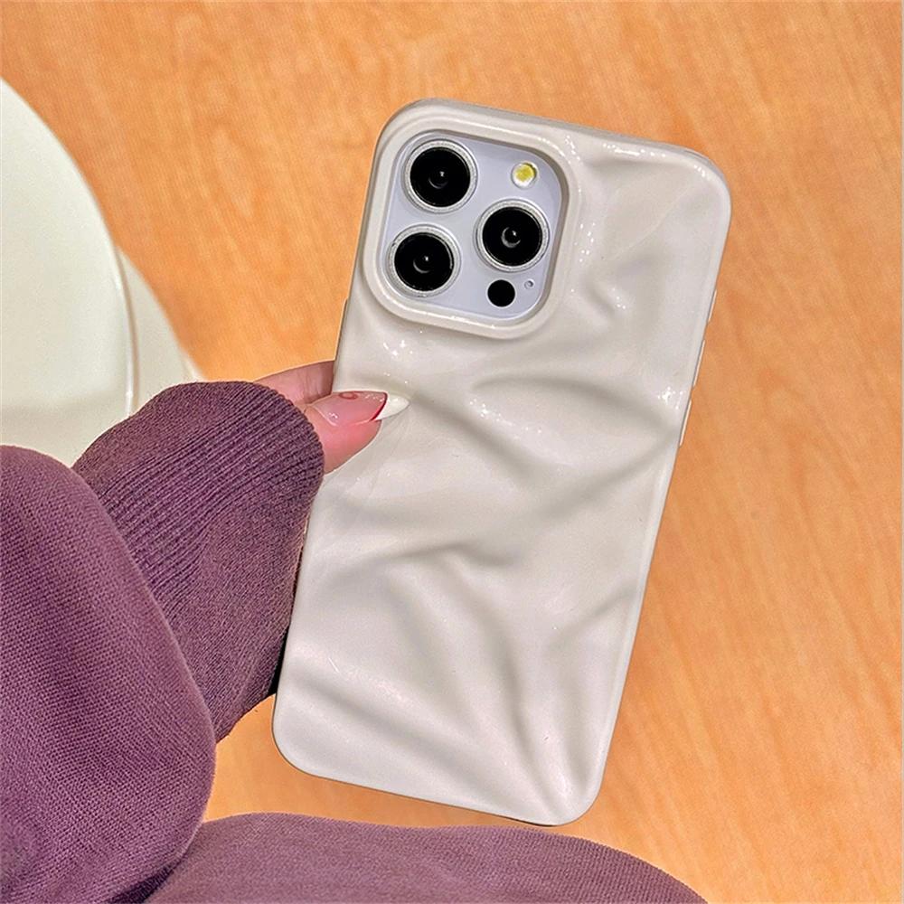 INS Стильный однотонный 3D чехол для телефона с эффектом водной ряби для iPhone 15 14 13 Pro Max, противоударный бампер