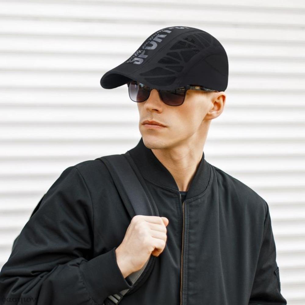 Mesh Quick Dry Hat Letter Print Shade Baseball Caps Breathable Men's Sun Peaked Cap Cycling
