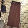 Fashion Slim Fit Elegant Casual Knitted Skirts for Women Autumn and Winter High Waist Women's Skirt Solid H Line Mid Length Split Long Skirt 26042
