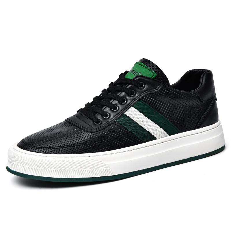 Fashion Genuine Leather Men Vulcanized Sneakers New Trend Casual Leather Shoes Fashion Man Skate Shoes Men Walking Running Jogging Shoes