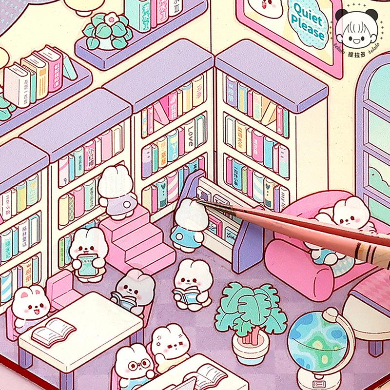 1 набор мультяшных карманных кабинок для бизнеса, сцен для укладки и склеивания, сделай сам, 3D-наклейки, праздничный подарок на день рождения, Рождество для ребенка, студента