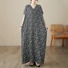 Short Sleeve Plus Size Cotton Vintage Floral New In Dresses for Women Casual Loose Long Summer Dress