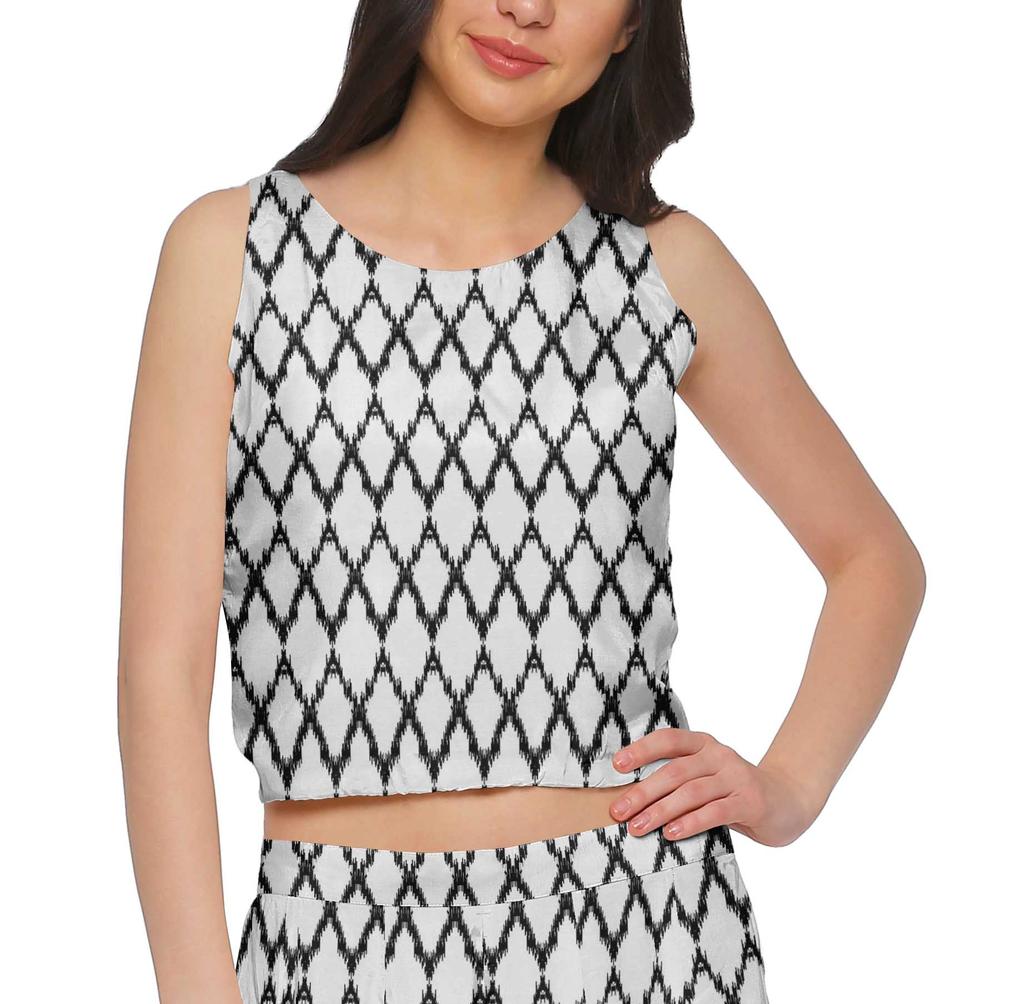 Moomaya Crop Top And Palazzo Set For Girls Printed Santoon Womens Clothing