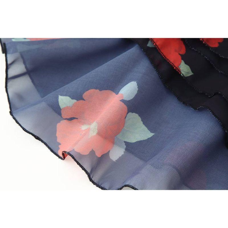 Kaslead Новая женская одежда Западный стиль Цветочный принт Ламинированный топ Юбка 4661073 4661436