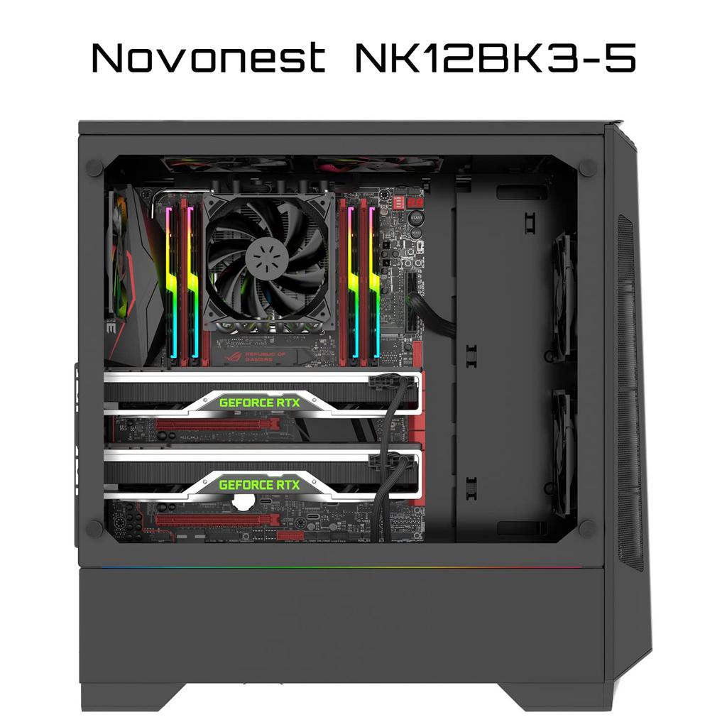 Компьютерные вентиляторы Novonest, 120 мм, Тихие, Высокопроизводительные, 3-контактный разъем, Тонкий дизайн, 5 вентиляторов в наборе, Полностью черные [NK12BK3-5]