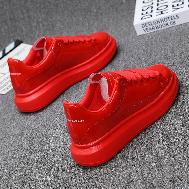 Брендовые модные мужские туфли, черные, глянцевые, на толстой подошве, белые, мужские кроссовки, универсальные, для пар, спортивные и повседневные, теннисные туфли для мужчин