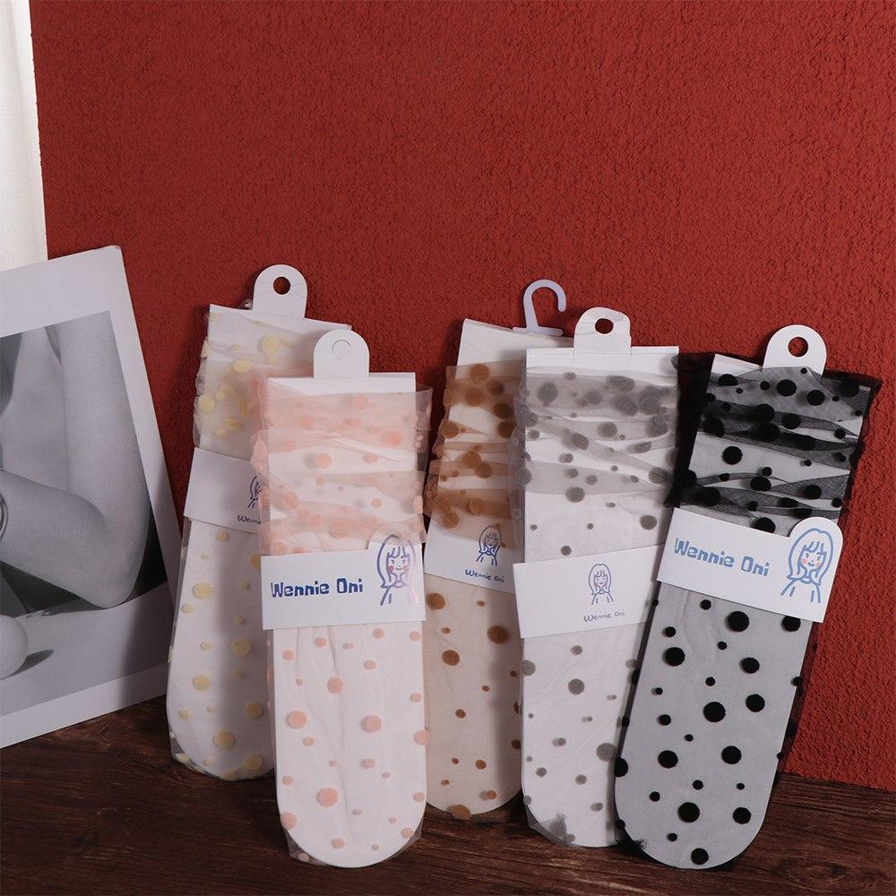 Fashion Thin Women Female Mesh Dress Hosiery Nylon Dot Socks Tulle Socks