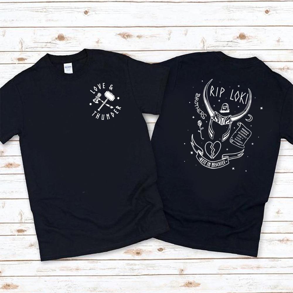 Футболка Love and Thunder Футболка с татуировкой Thunder Love Футболка Rest in Mischief Женские футболки с графикой Футболки с коротким рукавом
