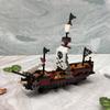 KNEW BUILT Черный пиратский корабль Пластиковый 3D-модель Строительные блоки для взрослых Мальчиков Микро Мини Кирпичики Игрушки Наборы Собери Парусник