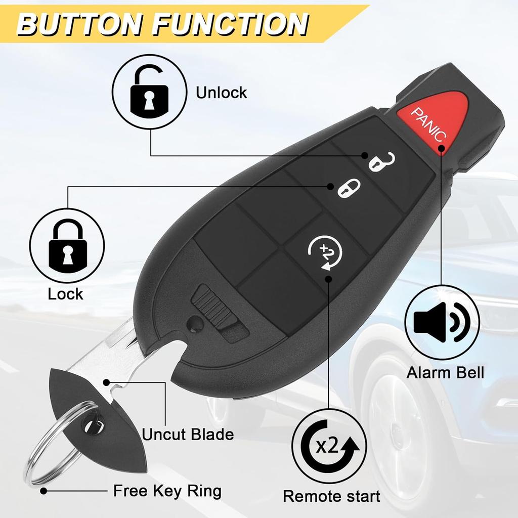 Замена брелока для 2009-2012 Dodge Ram & Journey/ 08-12 Durango Charger/ 08-14 Challenger/ 08-20 Grand Caravan/ 08-13 Grand Caravan/ 08-16