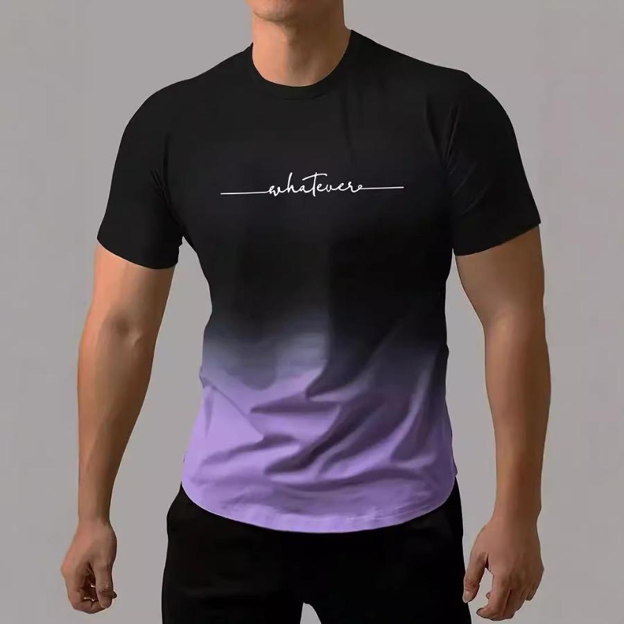 Большие размеры Мужская футболка 3D-принтованные футболки Мужские простые градиентные модные трендовые футболки с коротким рукавом Повседневная летняя одежда