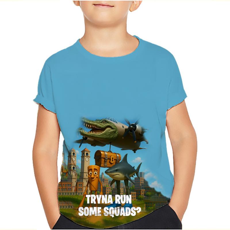 Тунг Тунг Тунг Сахур Мем Футболки Bombardiro Crocodilo Детские Мальчики Девочки Футболка Тралалеро Тралала Футболки с коротким рукавом Топы