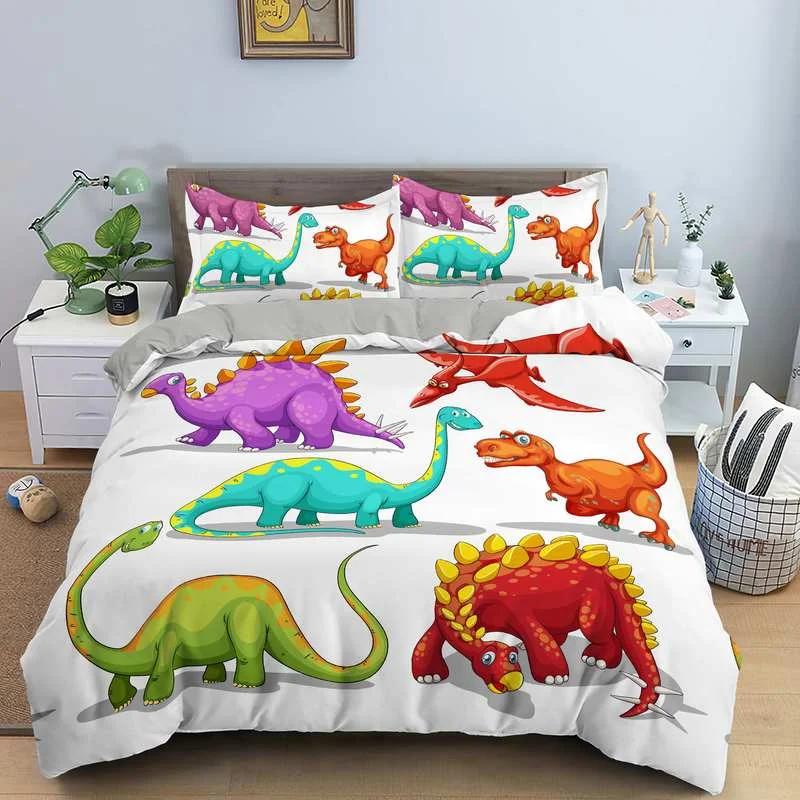 Cartoon Dinosaur Duvet Cover King Queen Size Jurassic World Theme Bedding Set Kids Ancient Animals 2/3pcs Polyester Quilt Cover