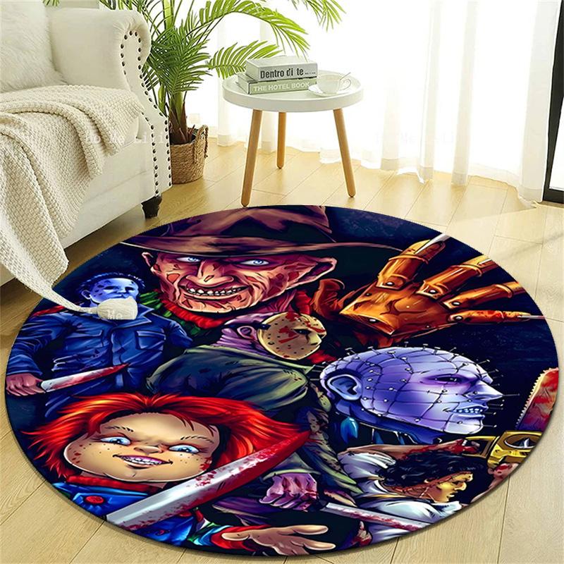 1pc Chucky1 Design Printed Area Round Carpet for Bedroom Living Room Home Decor Rugs Mat Non Slip Mat Rug for Bedside
