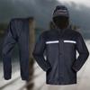 Женская Мужская Уличная Водонепроницаемая Дождевая Экипировка со Светоотражающей Полосой Куртка с Капюшоном и Брюки Дождевой Костюм