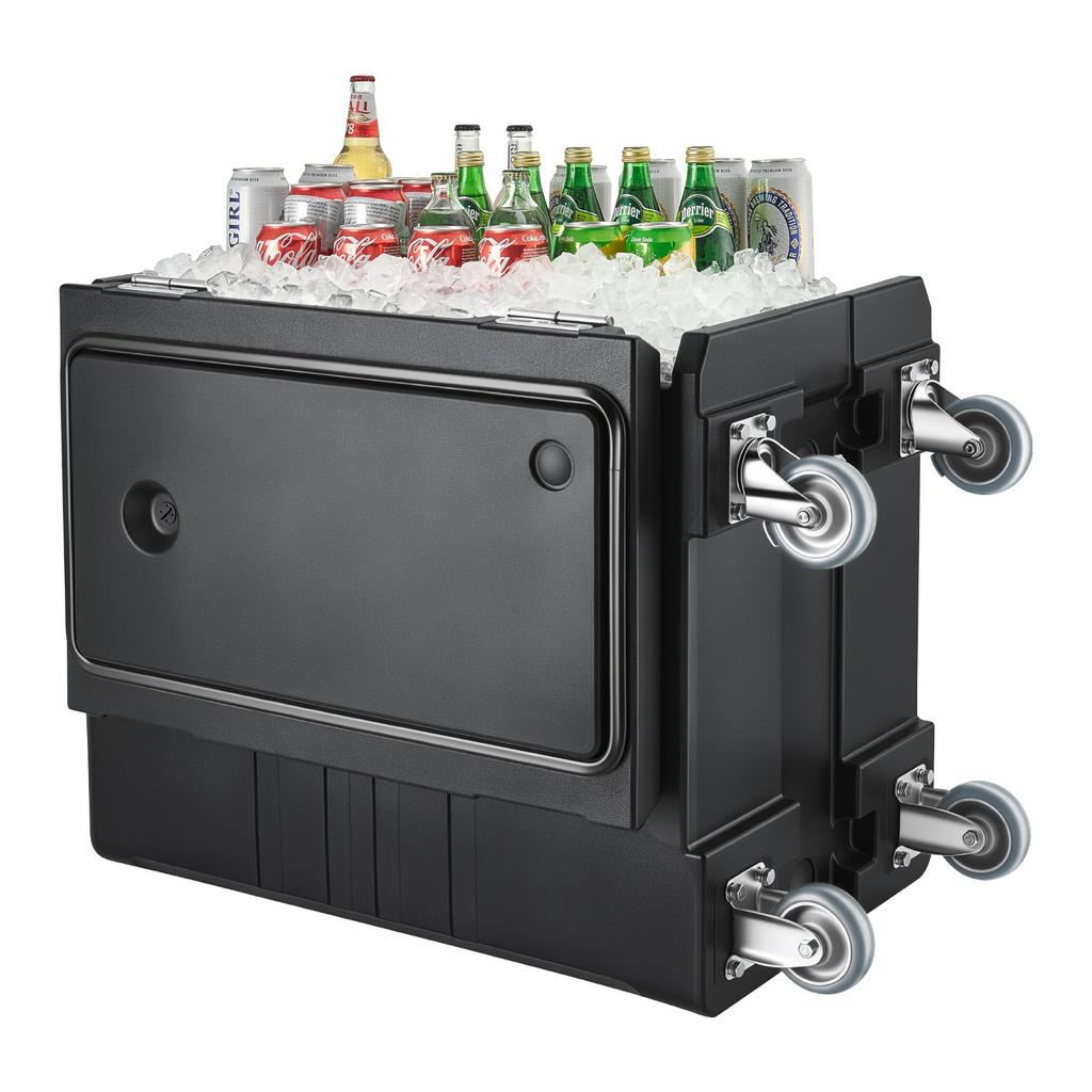 VEVOR Insulated Food Pan Carrier, 120 L Hot Box for Catering, LLDPE Food Box Carrier with Double Buckles, Front Loading Food Warmer with Handles