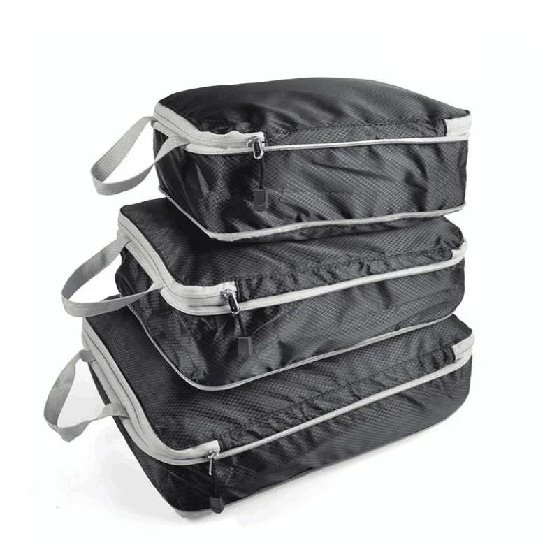 Set/3 Pieces Compressible Packing Travel Storage Bag Foldable Cubes Waterproof Portable Large Capacity Bags Luggage Organizer