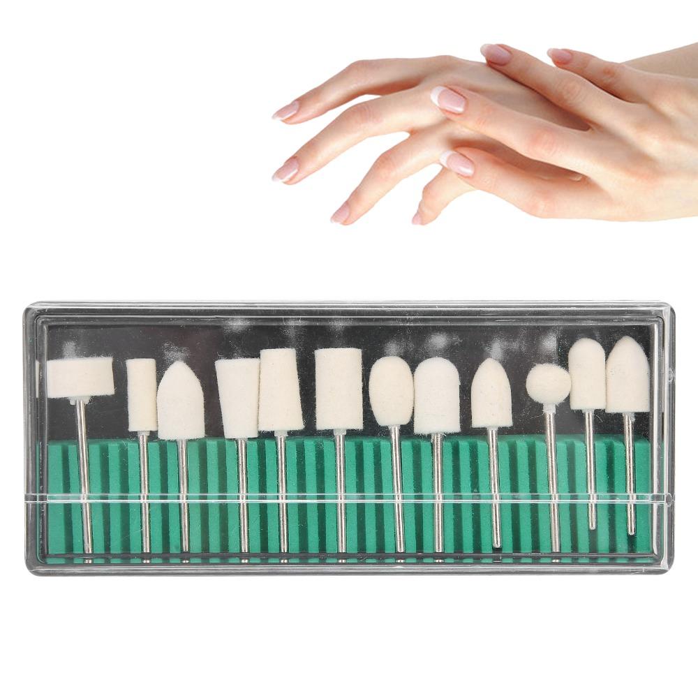 12pcs Premium Wool Felt Nail Drill Buffing Bit Wool Felt Nail Bits Gel Nail Surface Fine Buffing