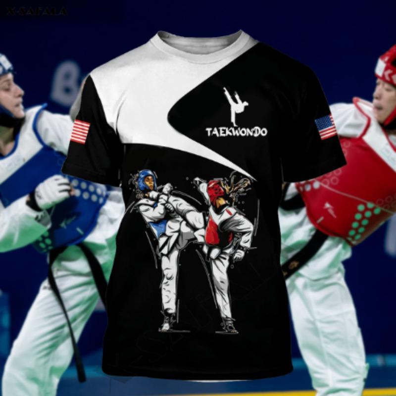 Спортивная летняя мужская футболка для борьбы, тхэквондо, повседневная спортивная футболка с круглым вырезом, быстросохнущая, свободная, с короткими рукавами, модная уличная футболка для фитнеса