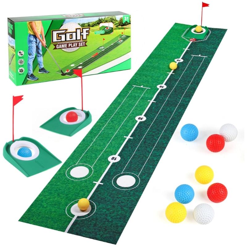 Complete Golf Putting Practice Set Includes Mat and Accessories for or Multiplayer Use to refines Technique Anywhere