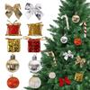 24Pcs/Box Christmas Bow Ball Cane Decoration Set Diy Xmas Tree Hanging Pendants Home Christmas Party Decoration Supply