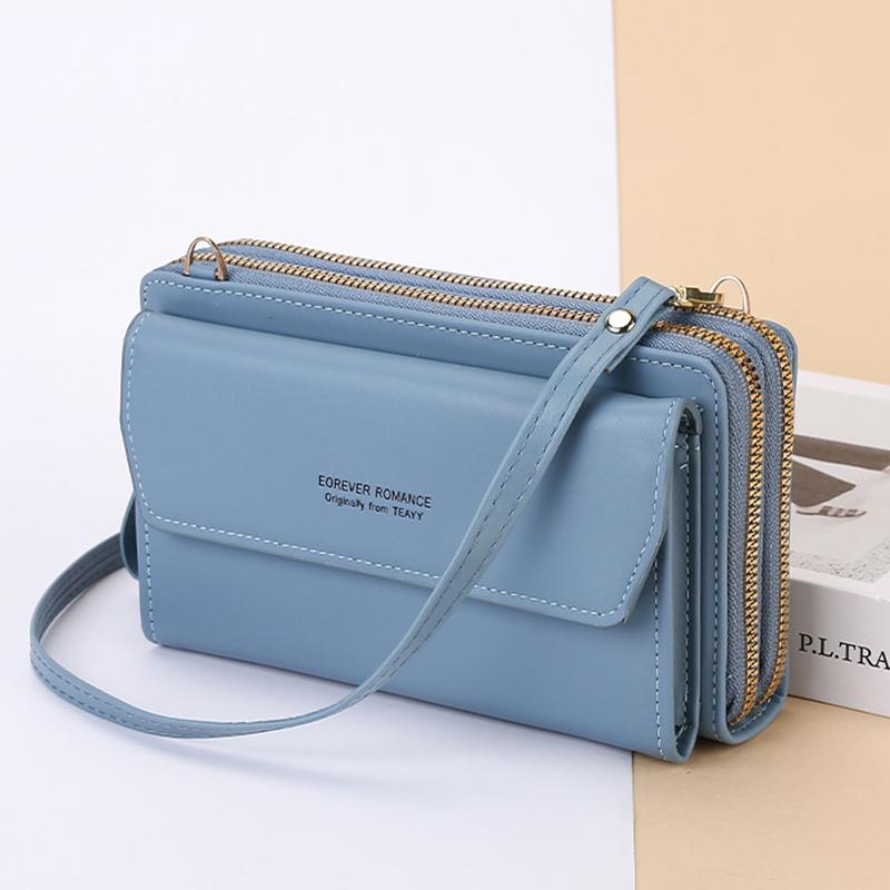 Женская сумка-мессенджер, большая вместительная сумка для мобильного телефона, модная сумка на плечо с двойной молнией, сумка для мобильного телефона