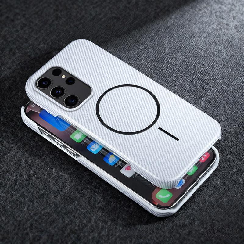 Магнитный чехол из углеродного волокна Samsung S26 Ultra с вращающейся подставкой