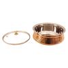 Hammered Steel Copper Casserole Donga Bowl with Glass Lid, Tableware & Serveware, 1400 Ml, Hammered, Polished