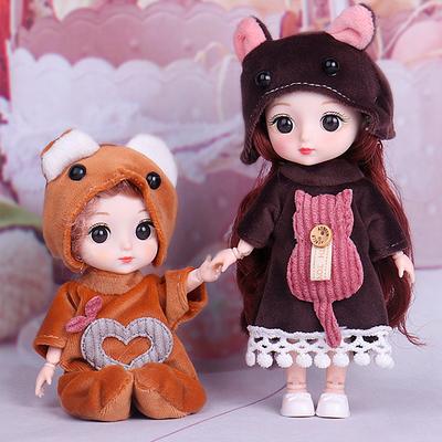 Мини подвижная 21 шарнирная кукла 16 см, игрушка для девочек, 3D большие глаза, BJD принцесса, полная одежда, коллекция платьев, детская кукла в подарок