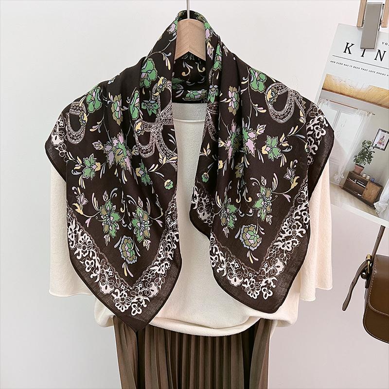 Маленький шелковый шарф Cuihua для защиты шеи, весенний, заграничный, универсальный, ветрозащитный шарф, женский хлопково-льняной квадратный шарф