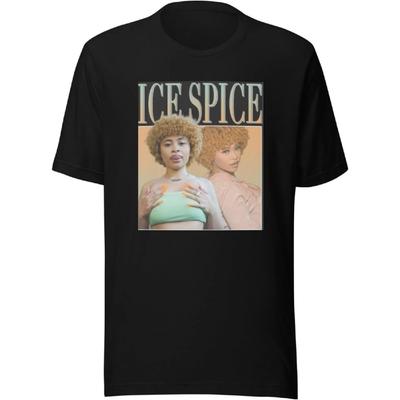 Футболка Ice Spice с ее изображением, короткий рукав, унисекс, с круглым вырезом