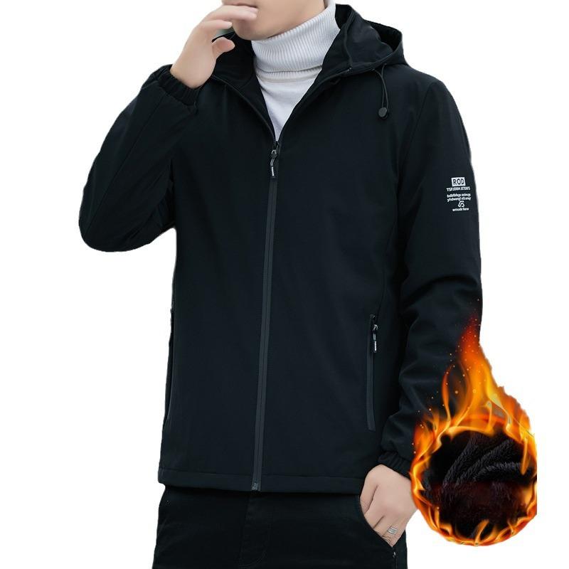 Men's Hooded Jacket Spring and Autumn New Casual All-match Tops Stand Collar Jacket Men's Coat Clothes