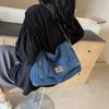 Retro Casual Denim Bag Women's 2024 New High-end Chain Shoulder Bag Large-capacity Commuter Tote Bag