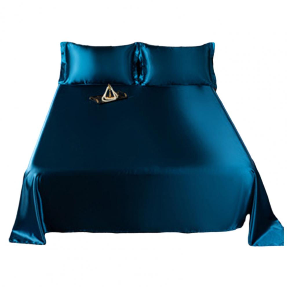 Glossy Satin Silk Bed Sheet With 2 Pillowcase Twin/Full/Queen/Top Sheets Solid Color Flat Bed Sheets Smooth Bed Sheet Sets