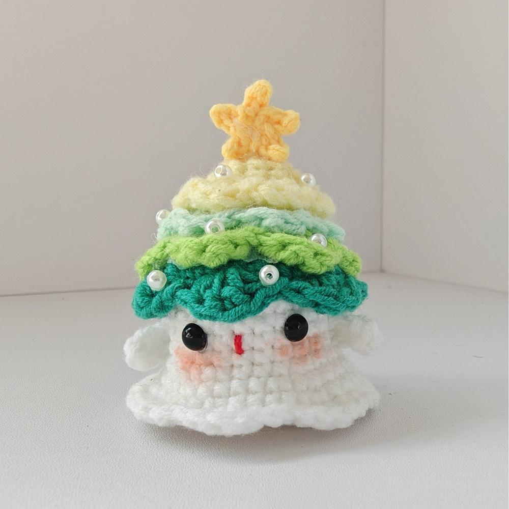 Funny Crochet Elk Deer Hat Ghost Doll Pendant Home Room Decoration Cute Handmade Knitted Xmas Tree Ghost Doll Christmas Gifts