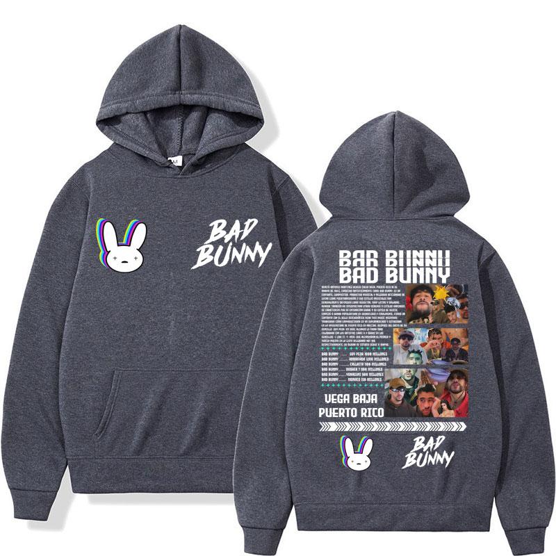 Худи с принтом альбома рэпера Bad Bunny для мужчин и женщин, модная толстовка с капюшоном, флисовая, оверсайз, повседневная, спортивный костюм, подарки для фанатов