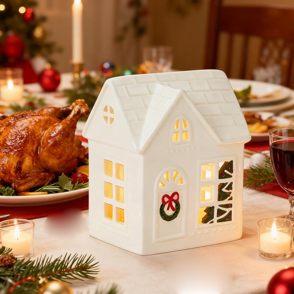 Christmas Desktop Decorations - Vintage Christmas Village House, Handmade Christmas House, Christmas Town