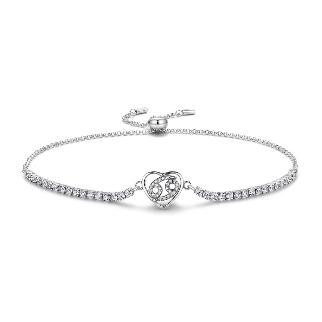 12 Astrological Constellations Bracelet Real 925 Sterling Silver Adjustable Tennis Crystal Bracelet for Women Jewelry Fashion