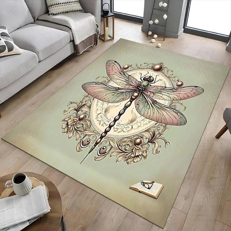 1PC Dragonfly Ornament Extra Large Non Slip Floor carpet, Office, family, bedroom, Studio Large Area Rug Indoor Rugs, Vibrant Colors