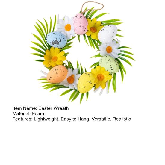 Венок из пасхальных яиц Красочный весенний декор для двери с искусственными цветами Легкий пенопластовый праздничный подвесной декор