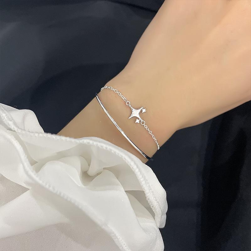 Double-Layer Stacked Tetragonal Star Bracelet, Spot Flash Diamond Star Bracelet, Cold Wind Personality