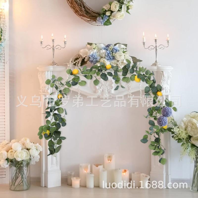 Artificial Lemon Peony Wreath Wall Hanging Decor Door Home Festival Party Decoration