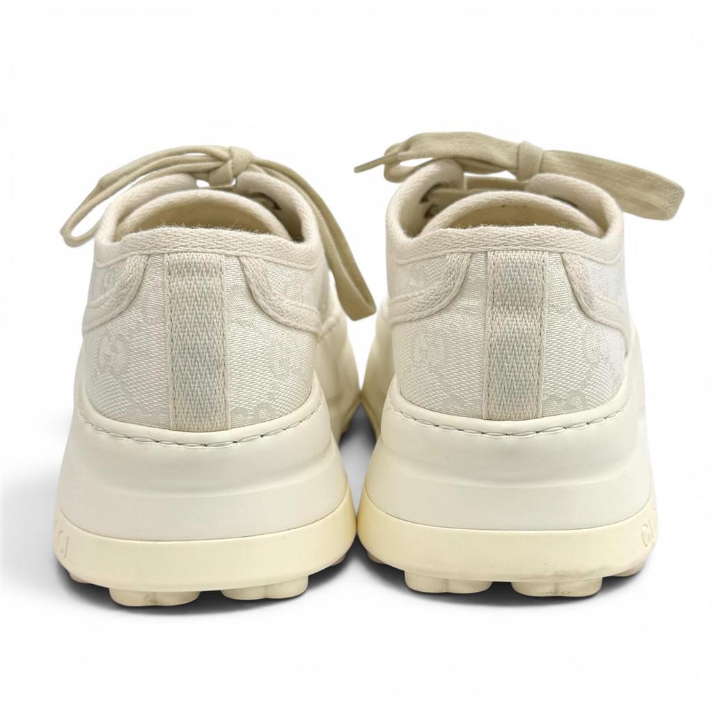 Great GUCCI sneakers tennis 1977 Platform with logo white GG canvas 36.5 746767 Used