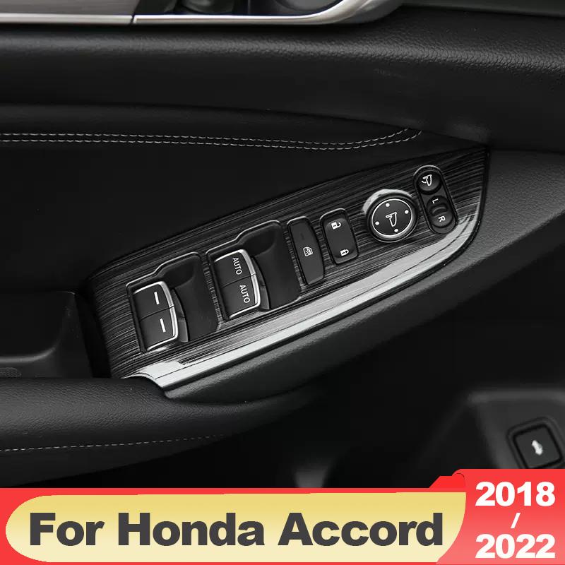 Для Honda Accord X 10th 2018-2022 подлокотник двери автомобиля из нержавеющей стали, панель переключателя окна, кнопки подъема, чехлы, отделка, аксессуары для интерьера