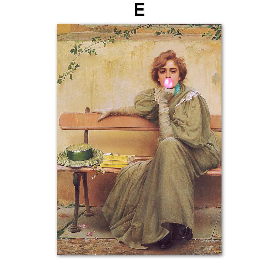 Funny Vintage Portrait Reading Lady Wall Art Canvas Baroque Rococo Oil Painting Posters Prints Wall Pictures Living Room Decor