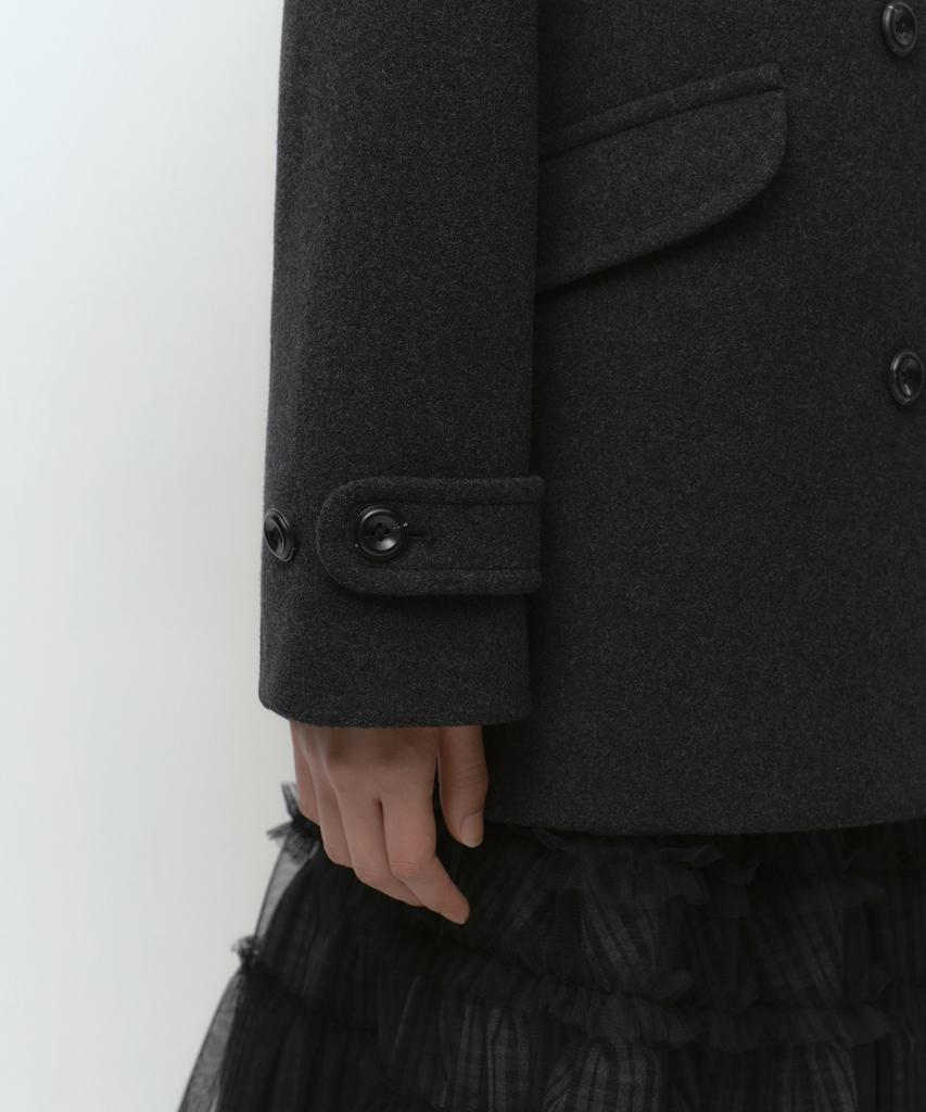 MUSINSA STANDARD WOMAN [Ojesio Collaboration] Cashmere Blend Double Half Coat [Charcoal Gray]