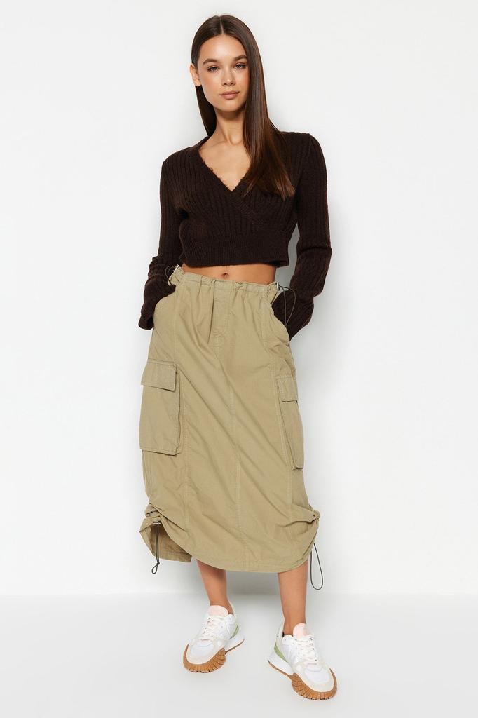 Women's Elegance Style Sweater Stone Crop Soft Textured Double Breasted Knitwear Sweater