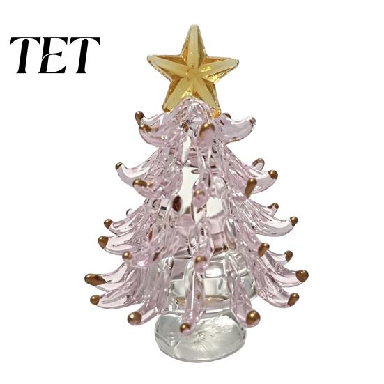 Decorative Crafts for Home Display Glass Christmas Tree with Star Topper, Mini Craft Gifts Figurine, Creative Tabletop Ornament, Holiday Party