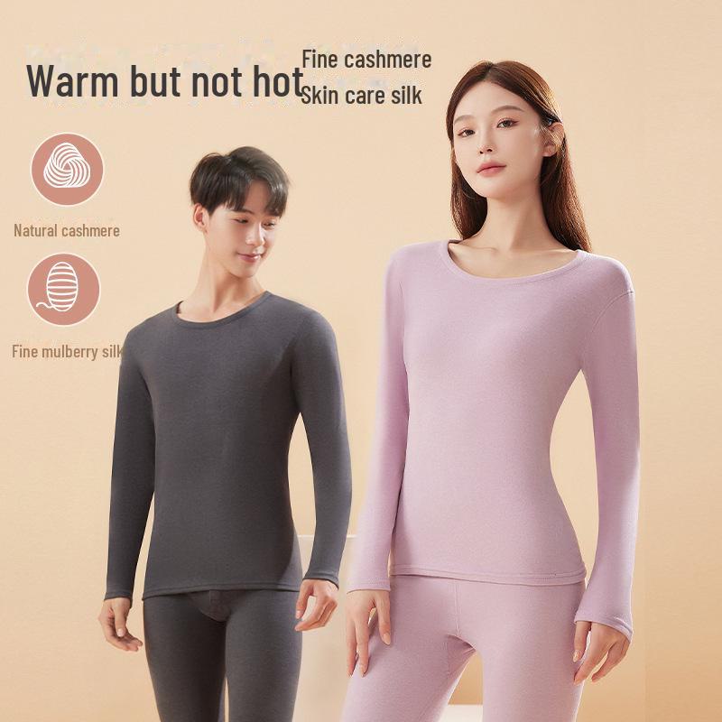 Женский термобелье из кашемира и шелка - круглый вырез, шлифованный бархат, коллекция осень/зима.